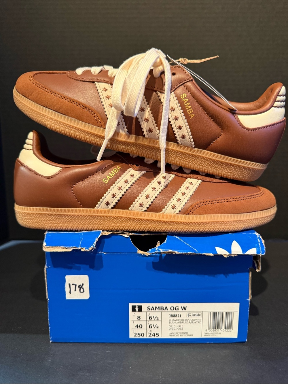 Adidas Samba OG Brown and Cream Leather Sneakers 8W
